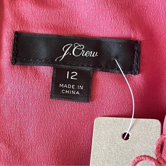 J. Crew Women’s CAP Sleeves Ruffle Dress Size 12 Mixed Lace Crochet - Picture 10 of 11